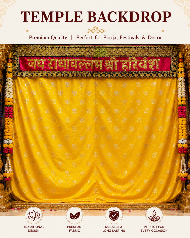 temple back drop size 42 by 42 with toran radha Vallabh shri hari vansh 1 mtr